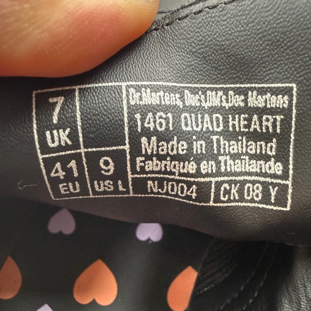 Dr. Martens 1461 Quad Heart Black Leather Platform Oxford Shoes US9 - Picture 5 of 6